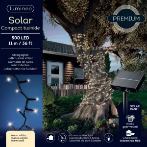 Lumineo 500 LED Warm White Solar Compact Twinkle Lights