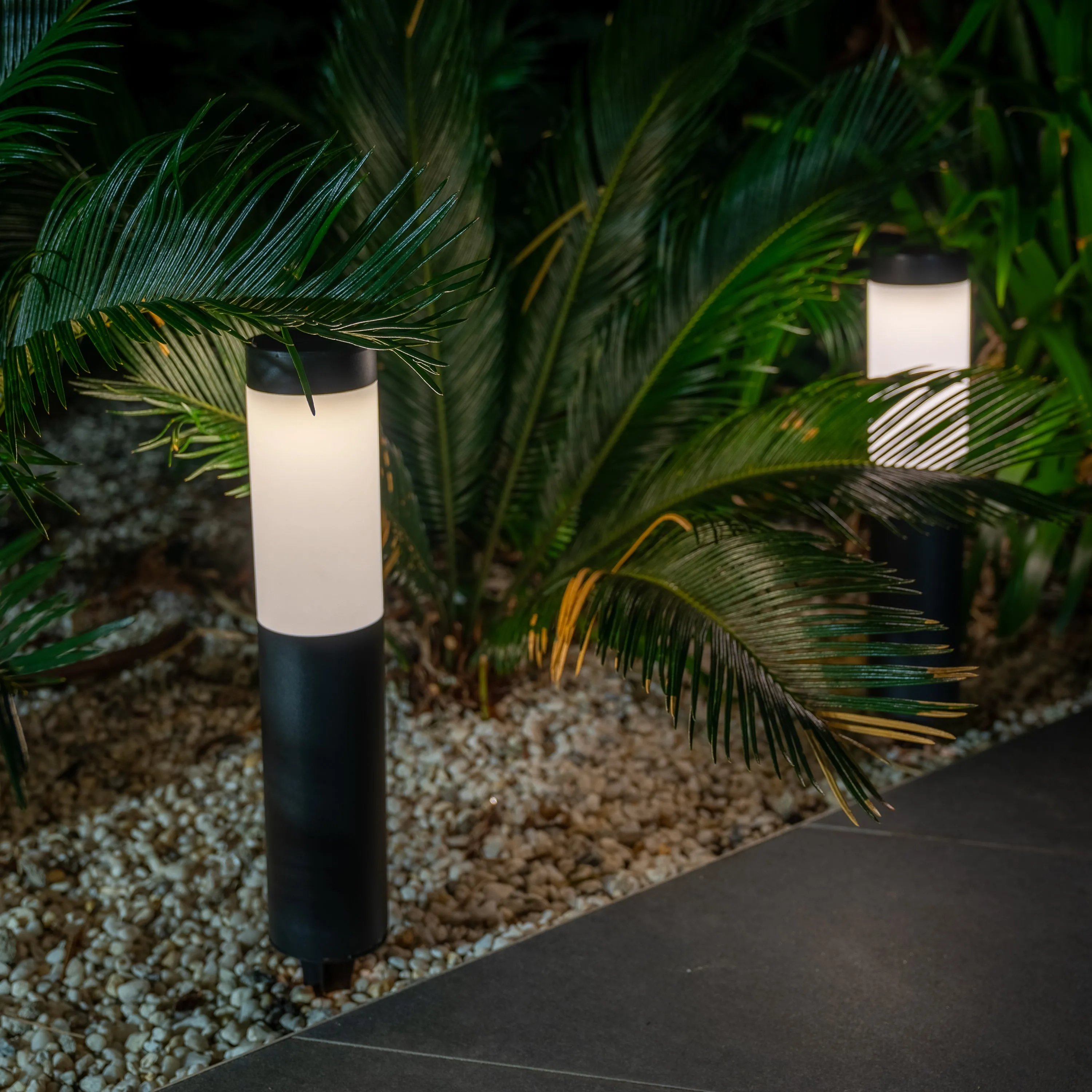 Modern Metal Solar Bollard | Warm White | 2 Pack | PILLAR