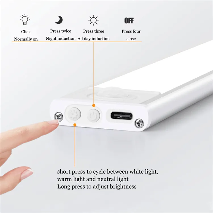 Motion Sensor Dimmable Ultrathin Wireless LED Light | Silver 40cm