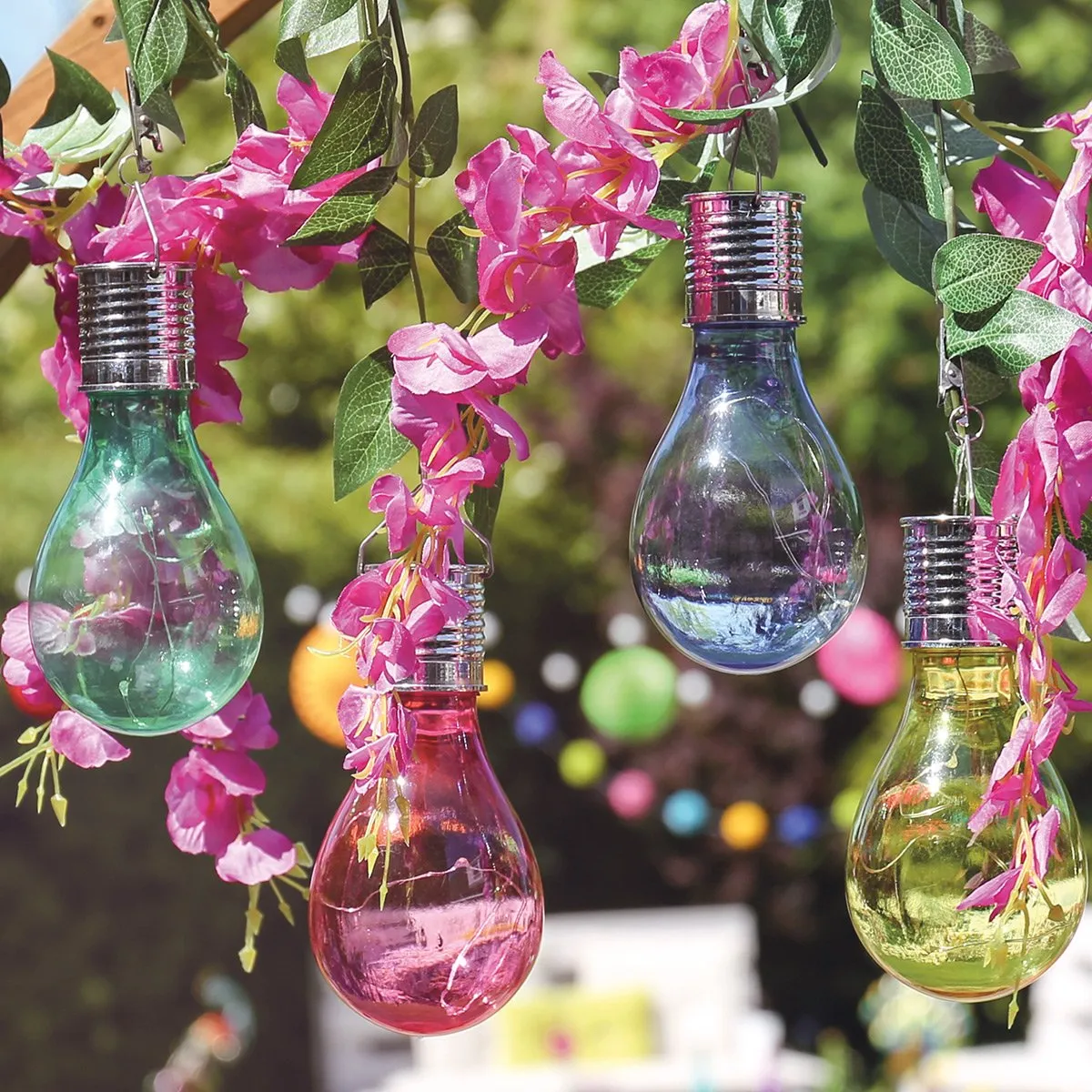 Multi-Colour Solar Bulb Lights (Set of 4)