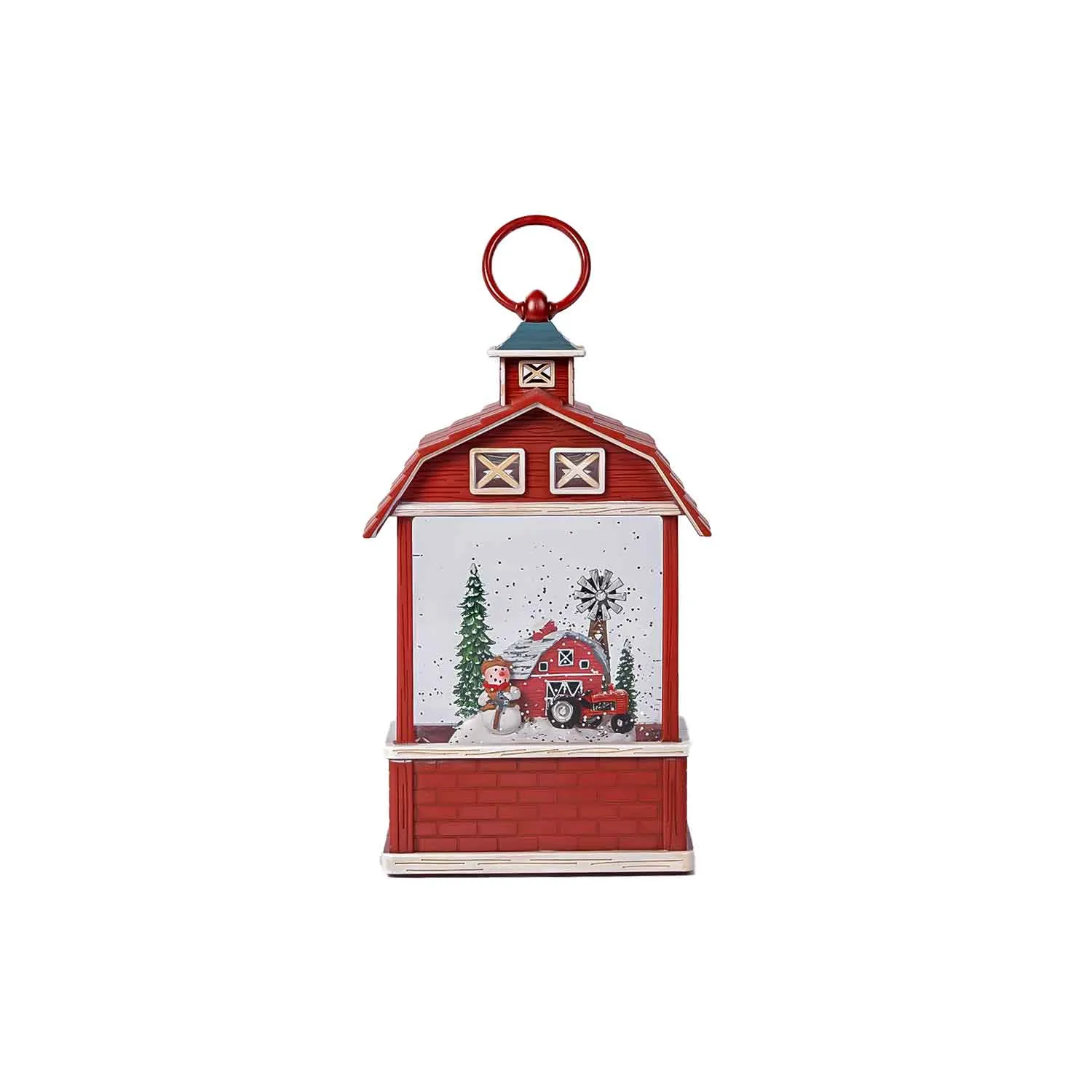 Musical Red Snowing Lantern - Snowman