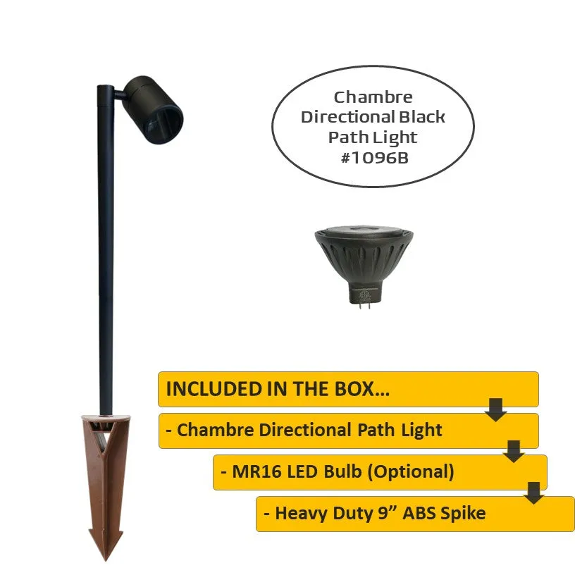 Noir Chambre Contemporary Solid Brass Directional Pathway Light - Gun Metal Black