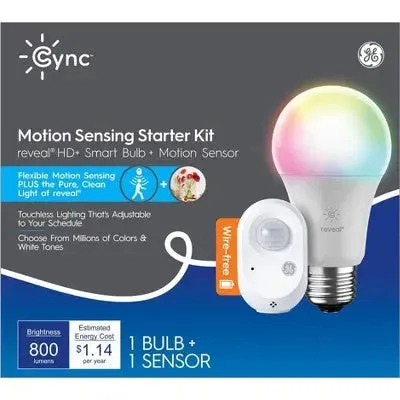 Open Box GE Cync Reveal Full Color A19 Light Bulb with Motion Sensor