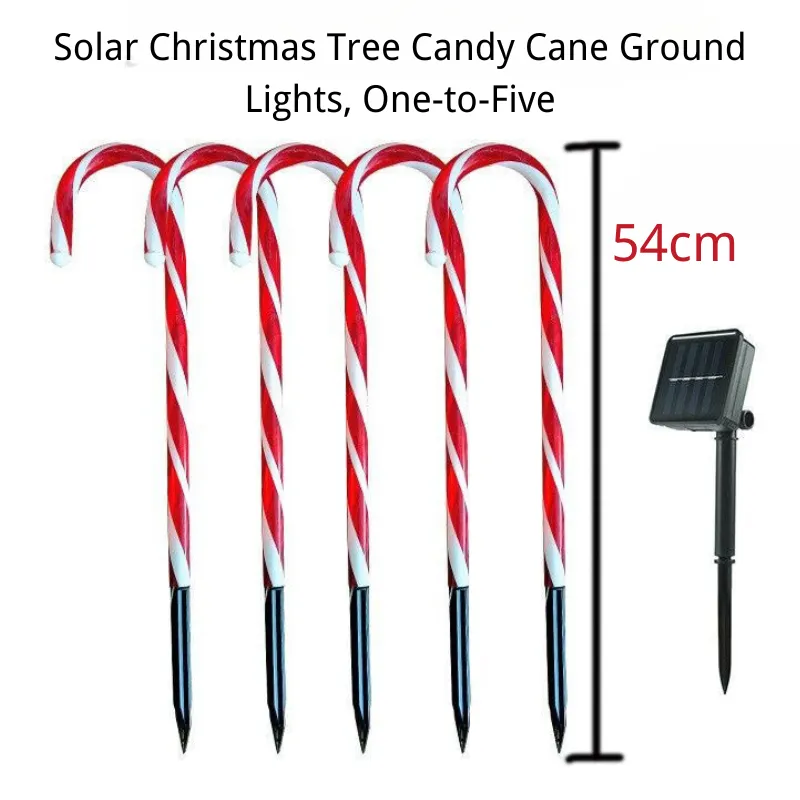 Outdoor Solar Christmas Lights – Solar Candy Cane Ground Lights for Holiday Lawn Decoration, Set of 1 to 5 for a Festive Winter Wonderland.Candy Cane Lights.