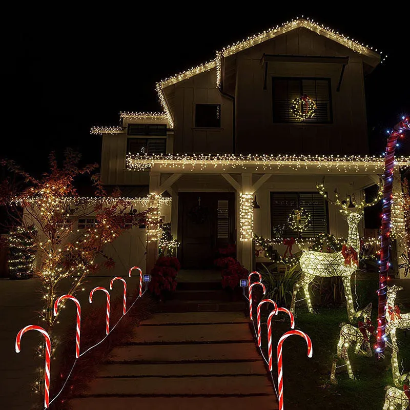 Outdoor Solar Christmas Lights – Solar Candy Cane Ground Lights for Holiday Lawn Decoration, Set of 1 to 5 for a Festive Winter Wonderland.Candy Cane Lights.