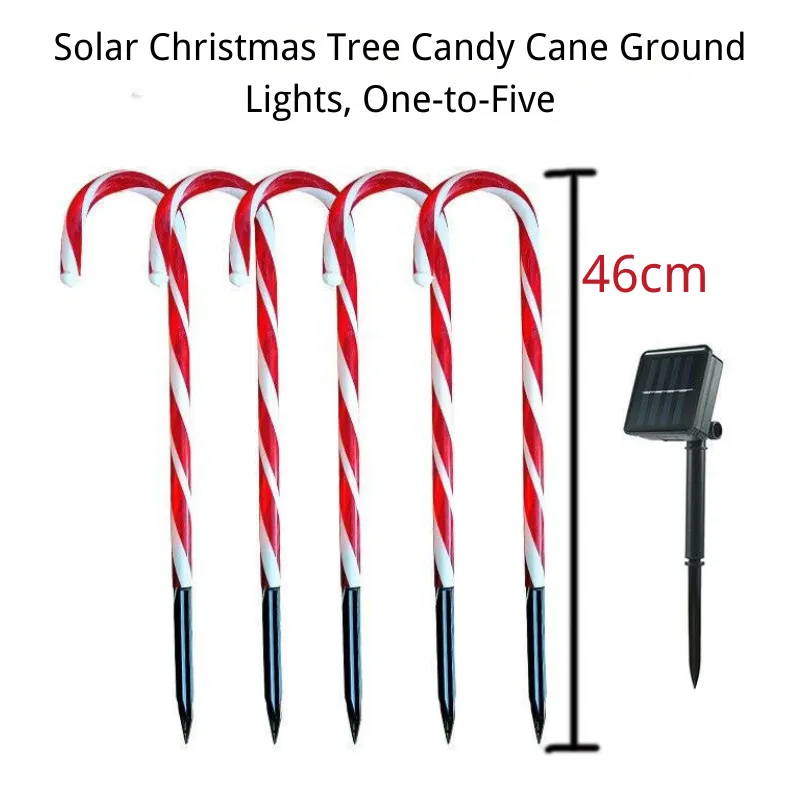 Outdoor Solar Christmas Lights – Solar Candy Cane Ground Lights for Holiday Lawn Decoration, Set of 1 to 5 for a Festive Winter Wonderland.Candy Cane Lights.