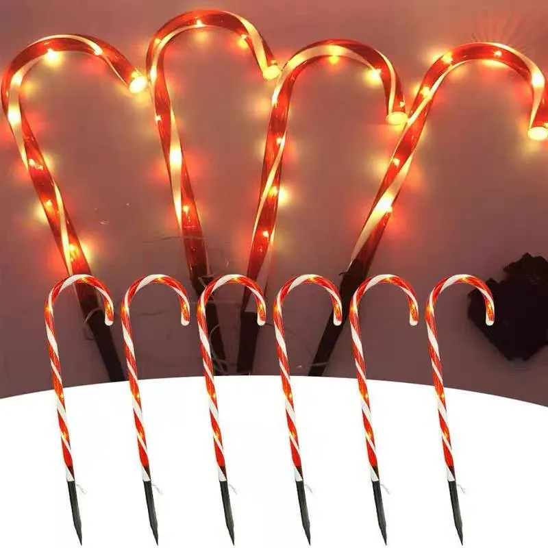 Outdoor Solar Christmas Lights – Solar Candy Cane Ground Lights for Holiday Lawn Decoration, Set of 1 to 5 for a Festive Winter Wonderland.Candy Cane Lights.