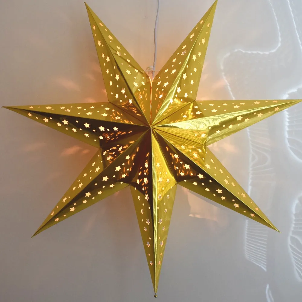 Paper Star Lantern Decoration (22 inch Galaxy Gold 7-Point Shining Star)