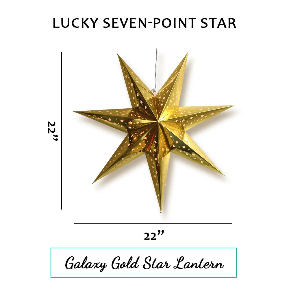 Paper Star Lantern Decoration (22 inch Galaxy Gold 7-Point Shining Star)