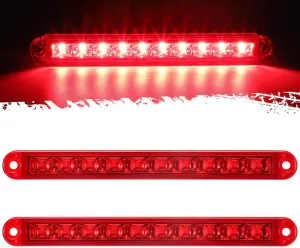 Partsam 2pcs 6-1/2 6.5" Trailer Stop Turn Parking Tail Clearance Light Bars Strips Red Led 10-2835 SMD Red Lens with Scews 3 Wire Pigtails 12V IP67 Waterproof