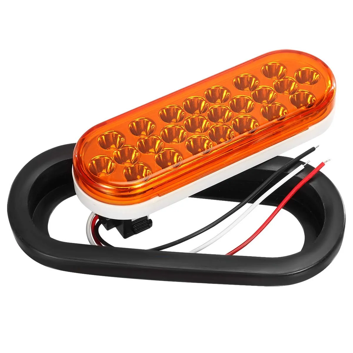 Partsam 2pcs 6 inch Oval Amber LED Trailer Lights 24LED, 6" Oval Led Turn Signal and Parking Lights Flush Grommet Mount Sealed 12V RV Truck Trailer Pickup Front Bumper Lights Lamps Waterproof