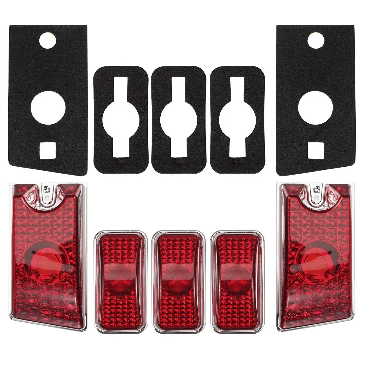 Partsam 5Pcs Rear Red Cab Roof Lights Kit Compatible with Hummer H2 Cab Roof Lights Cover Lens 2003-2009 and Hummer H2 SUT Cab Roof Top Clearance Marker Lights Lamps 2005-2009 w/ T10 Halogen Bulbs