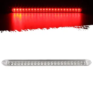 Partsam Submersible 17" Clear Lens Red 23 LED Trailer Truck RV Stop Turn Tail Rear 3rd Brake Identification Light Bar