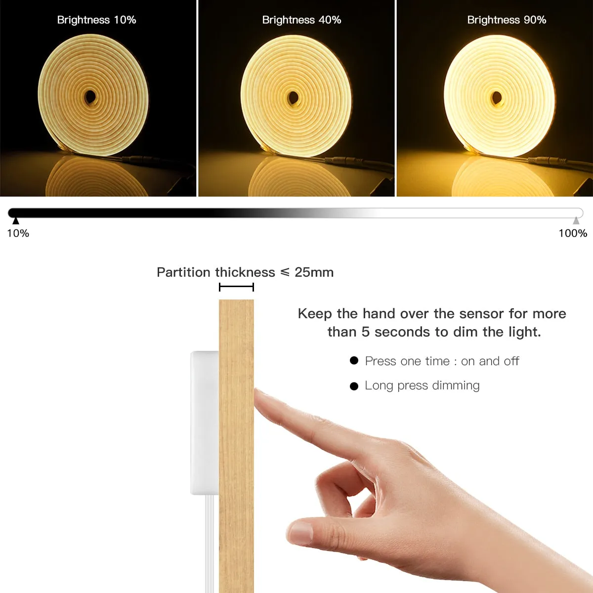 Penetrable Wood Hand Sweep Touch Sensor Neon LED Lights