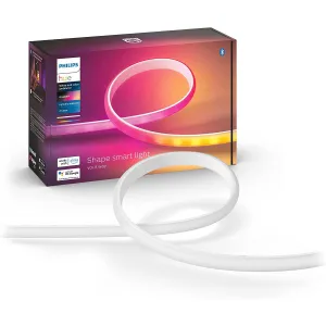 Philips Hue Bluetooth Gradient Ambiance Smart Lightstrip 2m/6ft Base Kit with Plug (Multicolor Strip, Works with Apple Homekit and Google Home), White, 570556