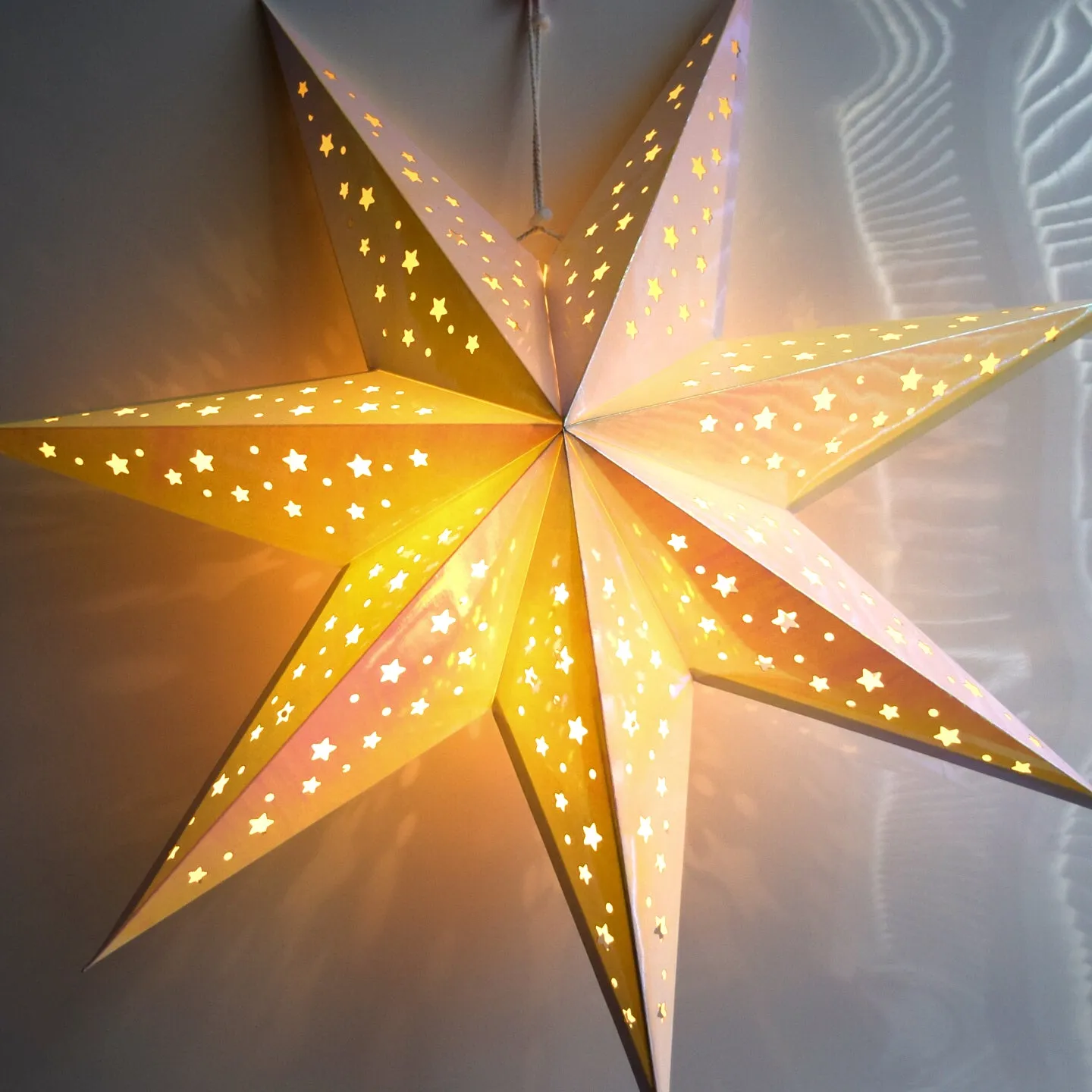 Prismatic Paper Star Lantern Decoration (22 inch Rainbow Iridescent 7-Point Lighted Star)