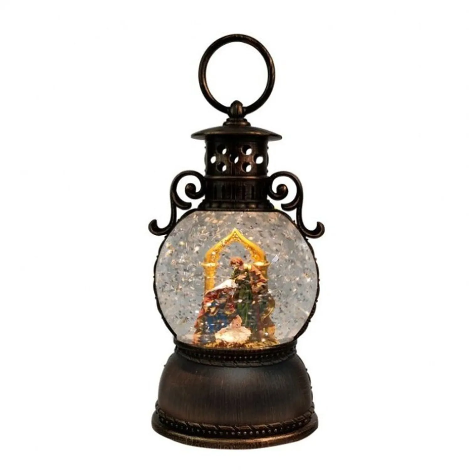 Regency 8" LED Battery Operated Timer Holy Family Lantern Water Globe USB