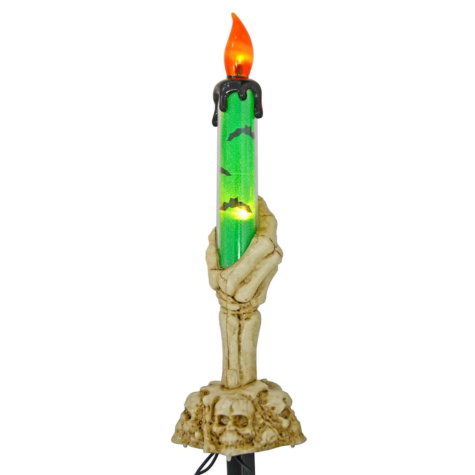 Set Of 5 LED Skeleton Candle Garden Stakes Halloween Prop 46cm