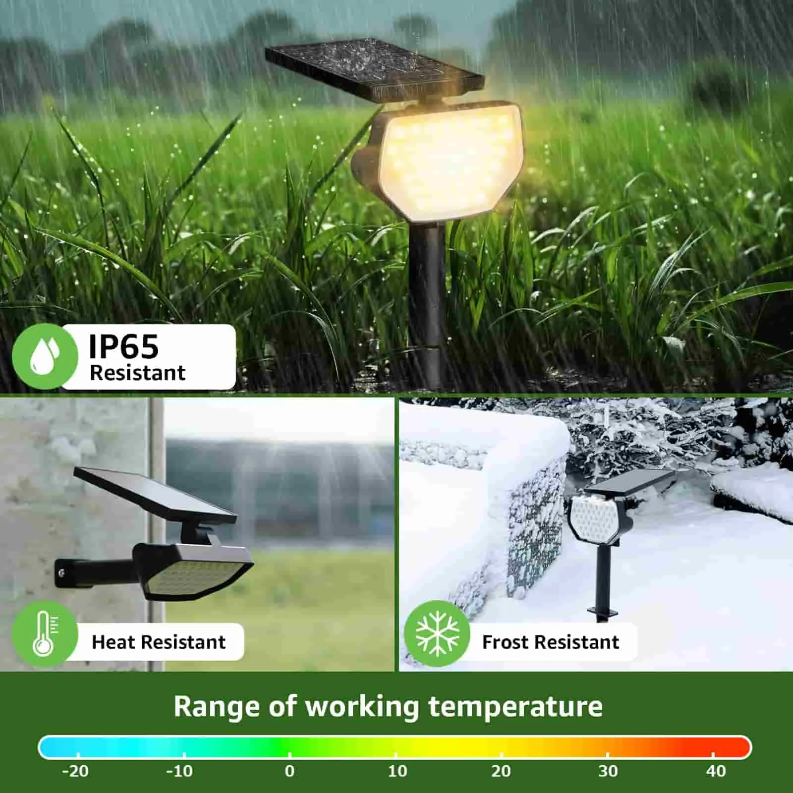 Solar 3000K Warm WhiteSpotlights Outdoor IP65 Waterproof,(4Pack)