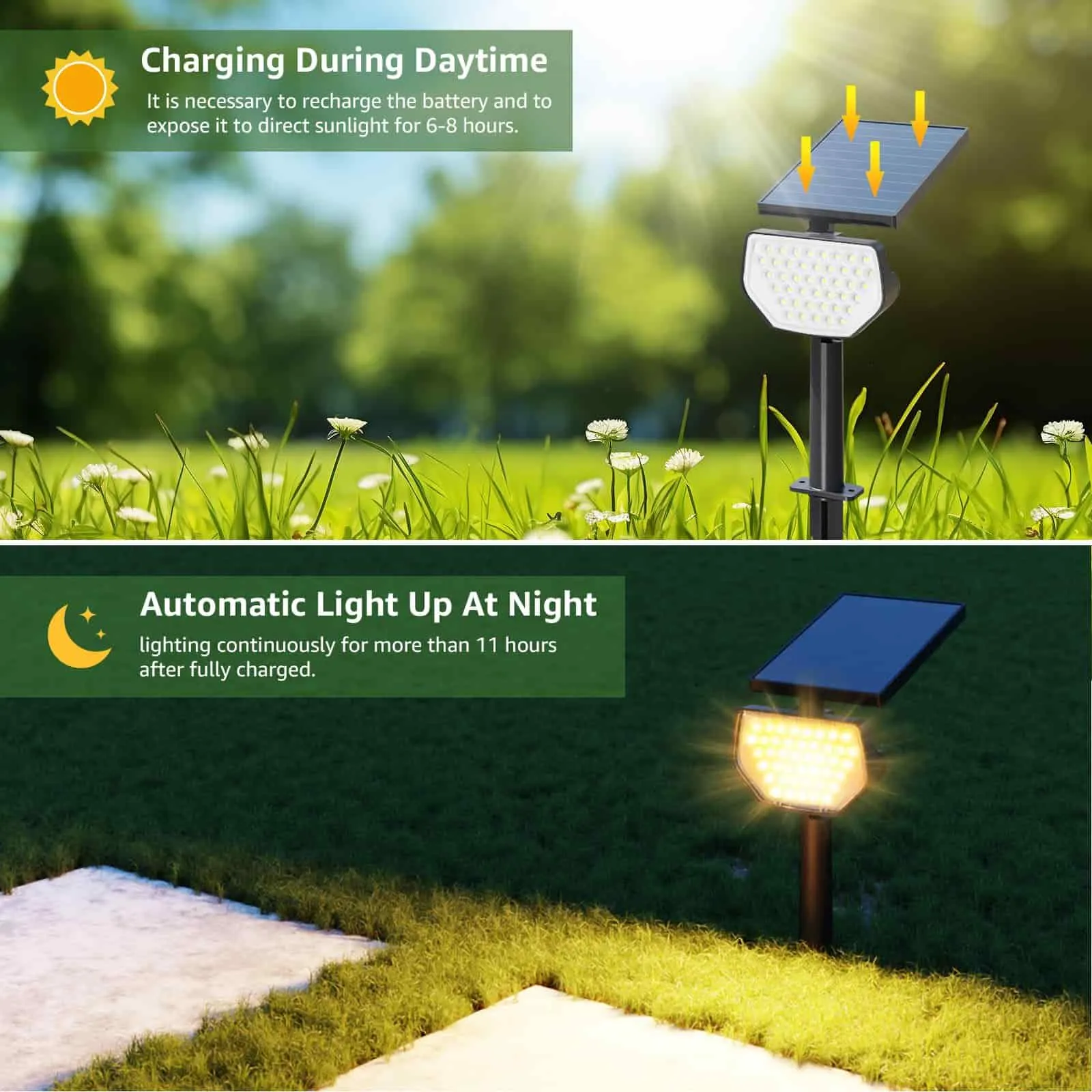 Solar 3000K Warm WhiteSpotlights Outdoor IP65 Waterproof,(4Pack)