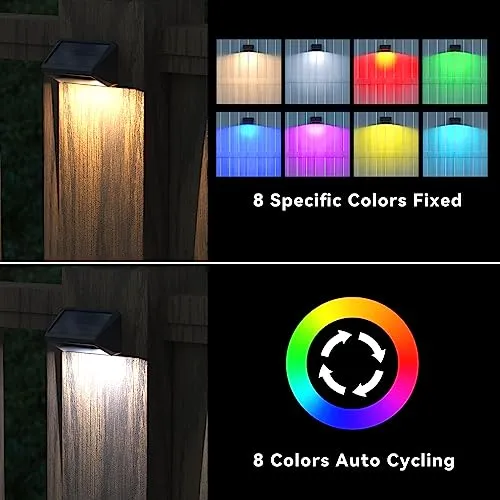 Solar Fence Lights 8 Colors, (8Pack)