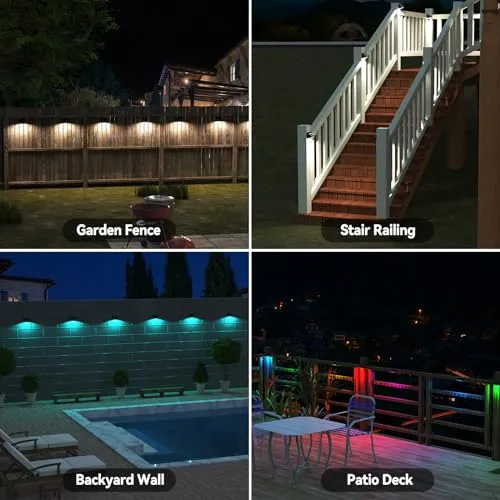 Solar Fence Lights 8 Colors, (8Pack)