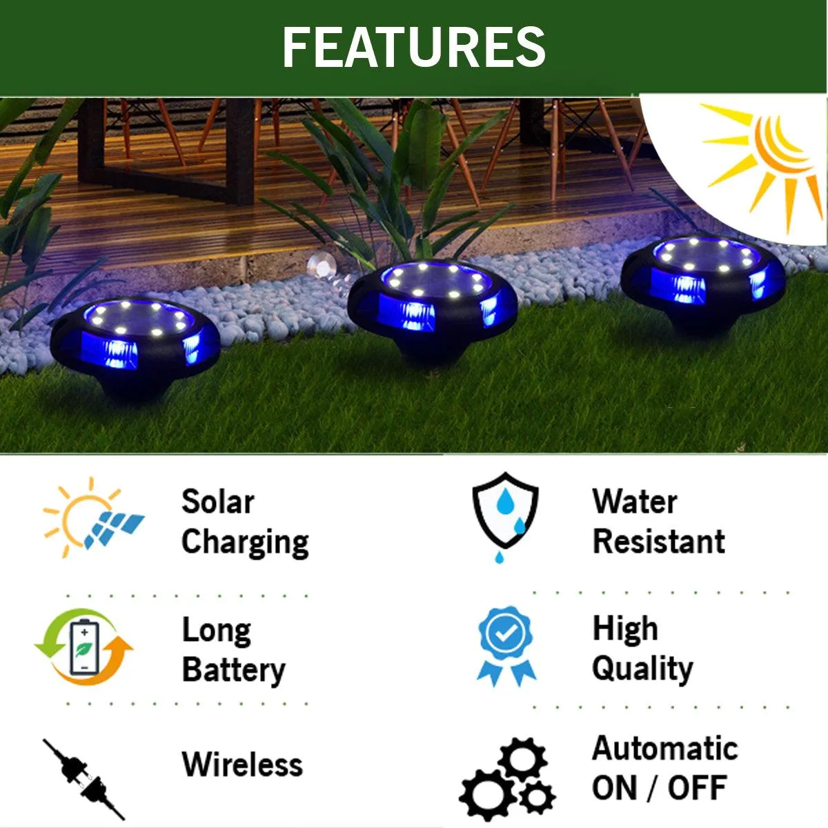 Solar Ground Lights Outdoor Solar Garden Disk Lights