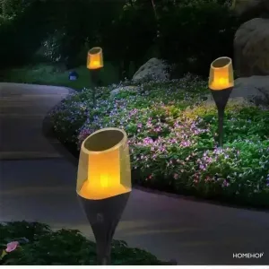 Solar Lamps For Garden Flickering LED Waterproof Portable Landscape Decoration Light (Renewed)