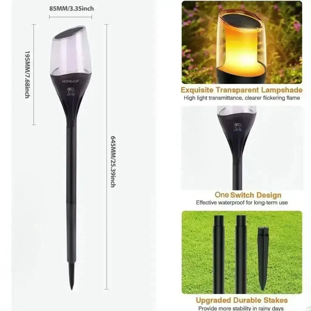 Solar Lamps For Garden Flickering LED Waterproof Portable Landscape Decoration Light (Renewed)