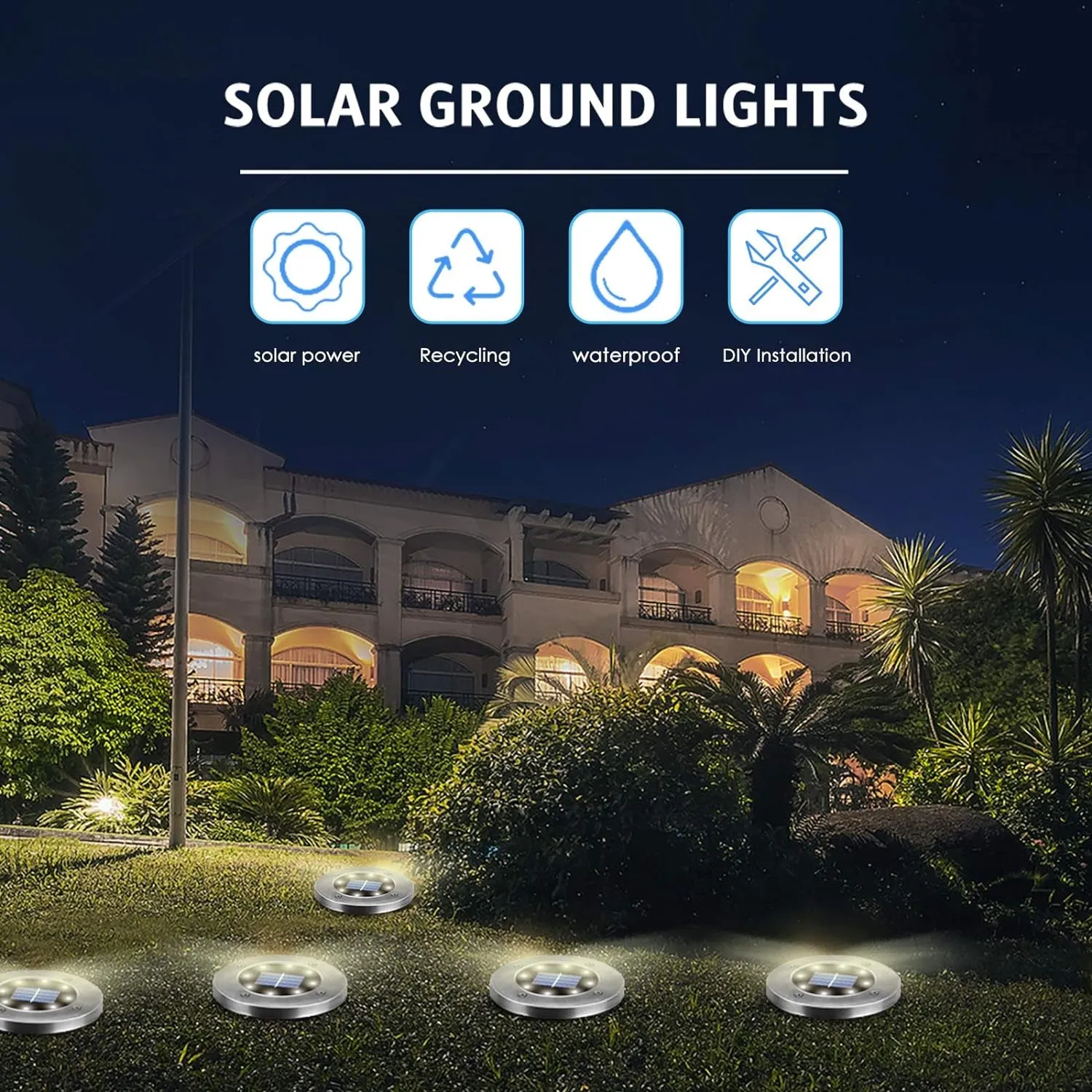 Solar Lights Outdoor,12 Pack Solar Lights Outdoor Waterproof,Solar Garden Lights Landscape Lighting for outside Patio Pathway Yard Lawn Driveway Deck Step Walkway(White Light)