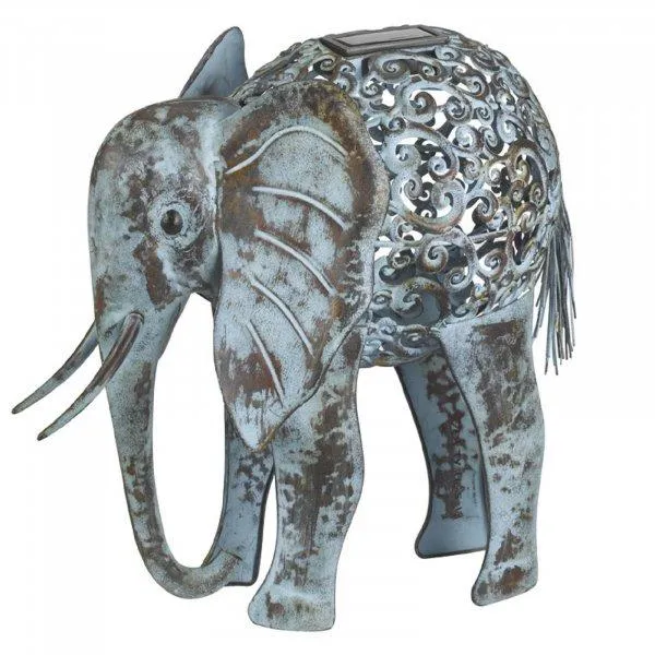 Solar Metal Silhouette Elephant Garden Light