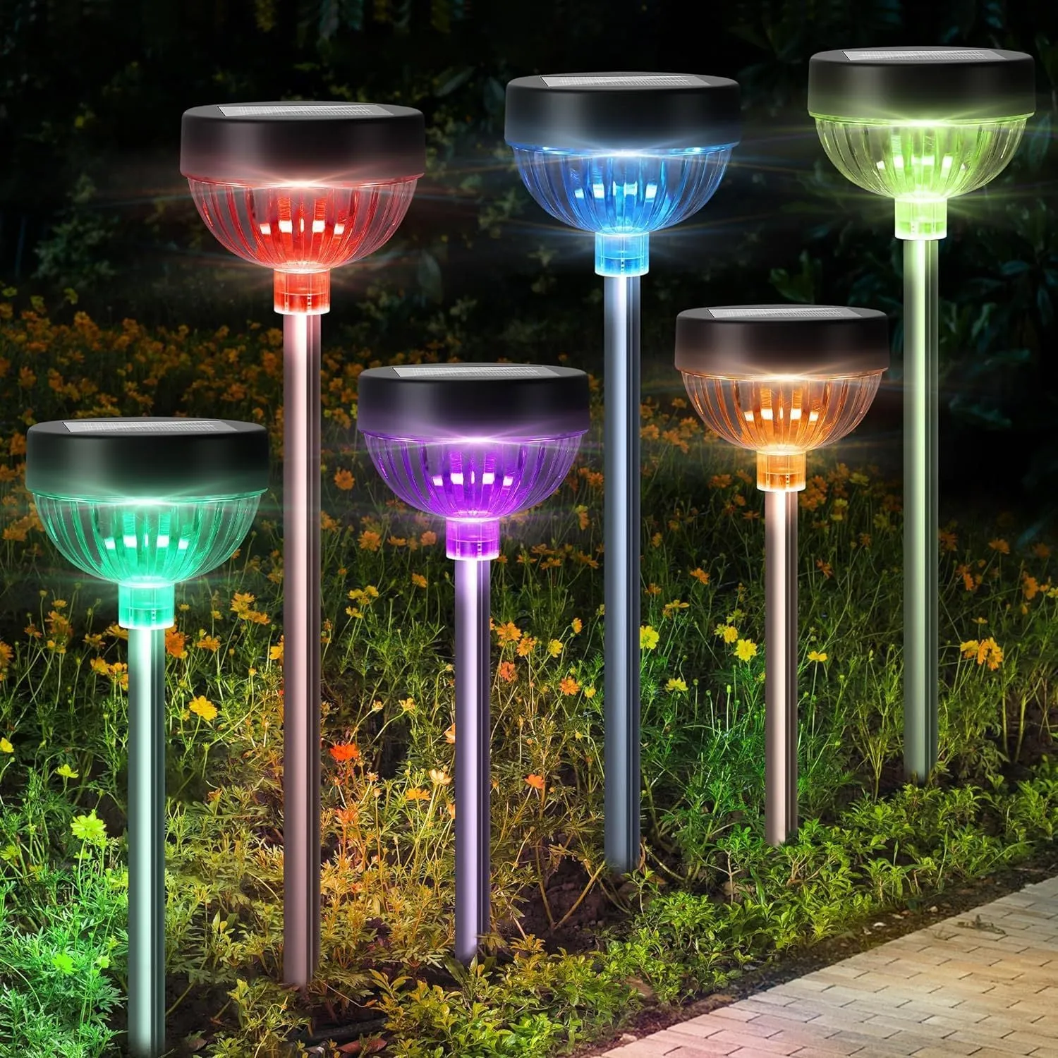 Solar Pathway Lights Outdoor Waterproof  Color Changing Garden Light Solar Powered for Outside(RGB/Warm White/Cool White)