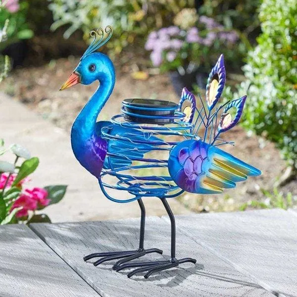 Solar Powered Peacock Spiralight Garden Light