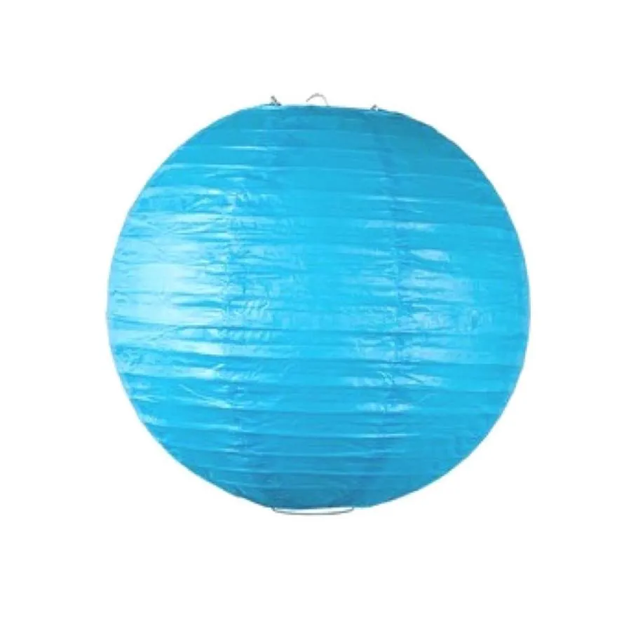 Turquoise Round Paper Lantern with LED light / no led light