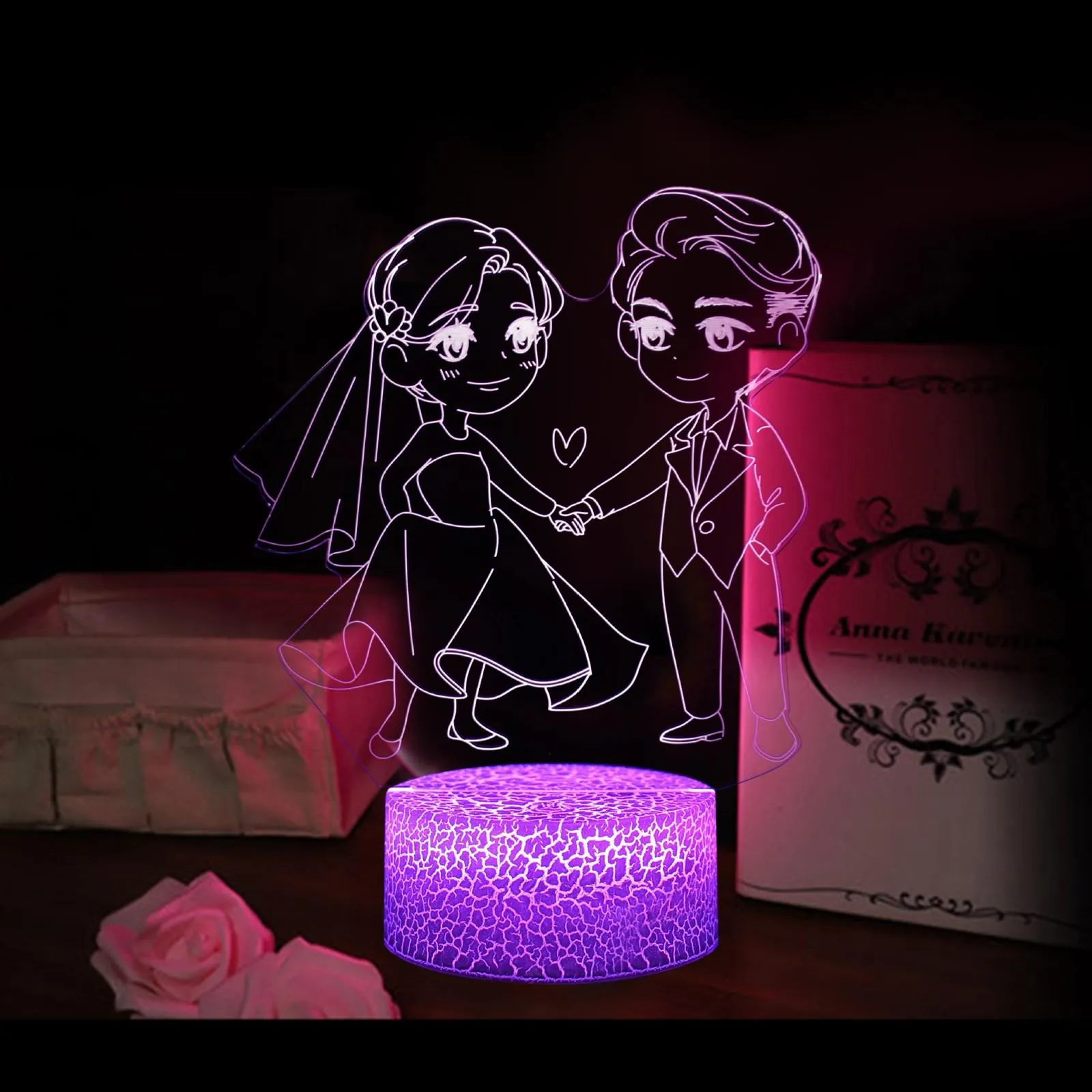 Valentine's Day USB Acrylic 3D Night Light Lamp Home Landscape Decoration Gifts