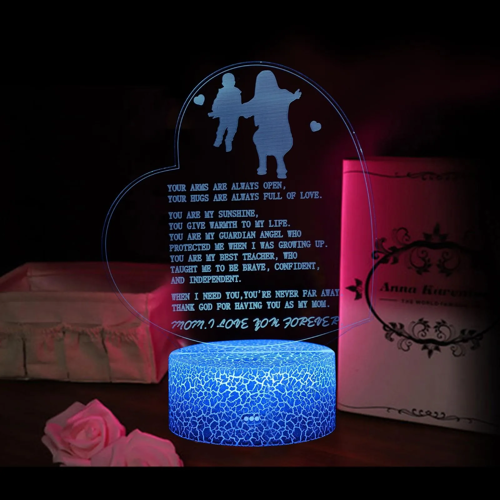 Valentine's Day USB Acrylic 3D Night Light Lamp Home Landscape Decoration Gifts