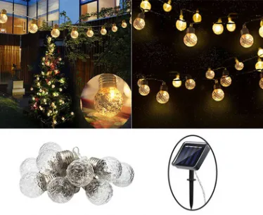 Warm White Solar Festoon Lights - 30 Bulbs with 2M