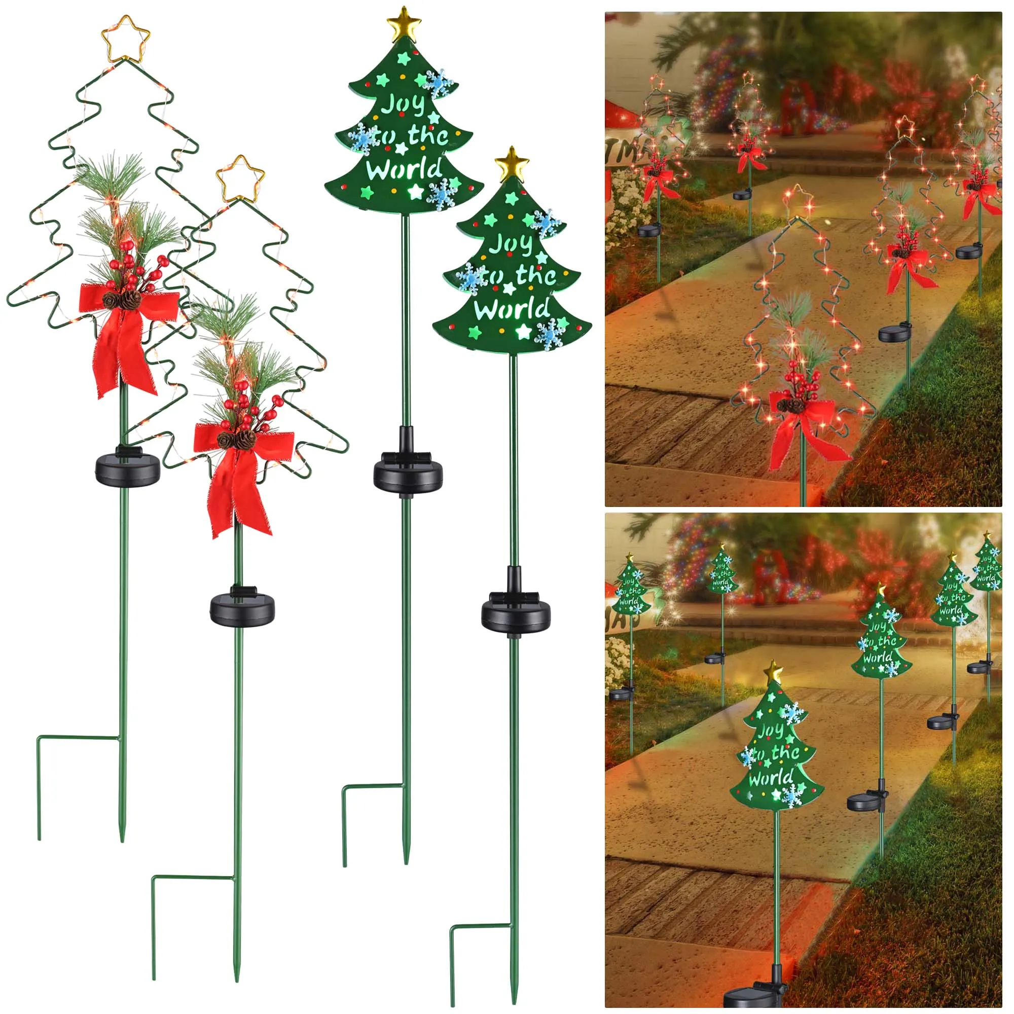 Yescom Solar Garden Stake Lights Chrismas Tree 2ct/Pack